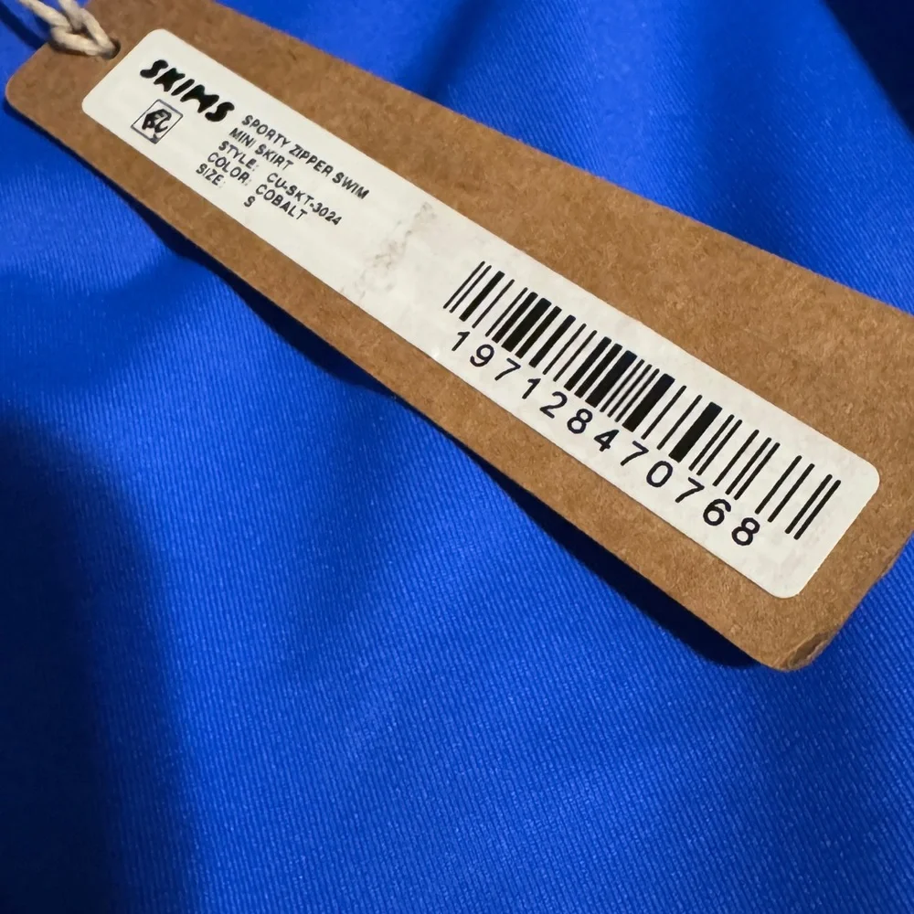 NWT Skims Sporty Zipper Swim Mini Skirt cobalt royal blue size small slimming